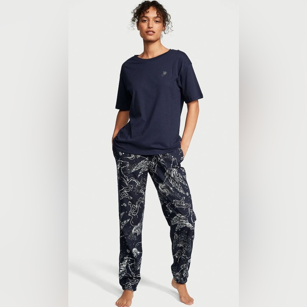 Victoria's Secret Midnight Blue Pegasus Pajama Set Size‎ S EUC